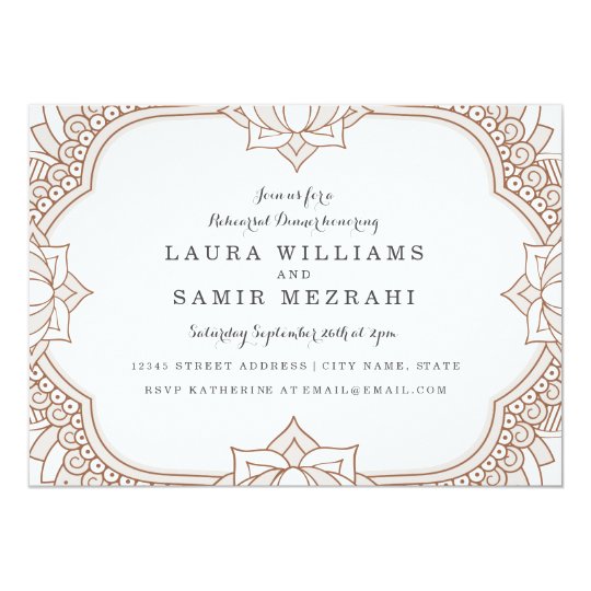 Elegant Mehndi Rehearsal Dinner Card