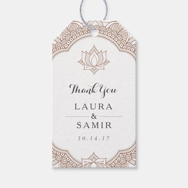 Elegant Mehndi Wedding Gift Tags (Front)