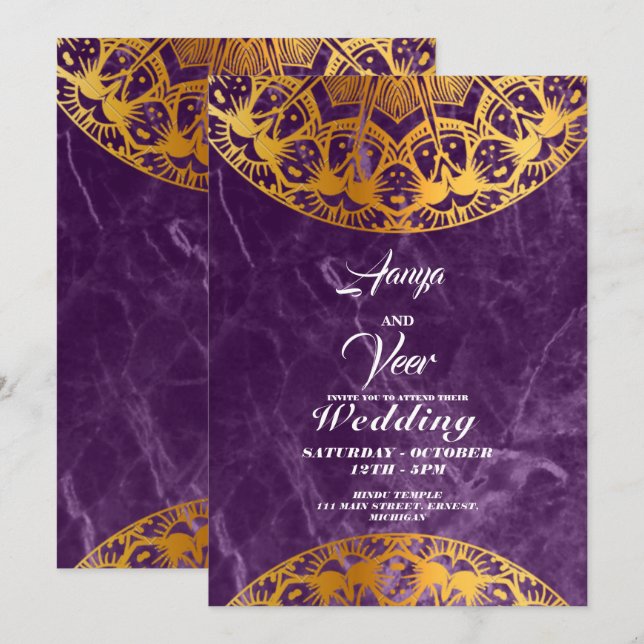 Elegant Mehndi Wedding Invitation (Front/Back)