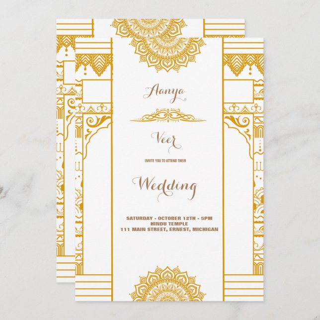 Elegant Mehndi Wedding Invitation (Front/Back)