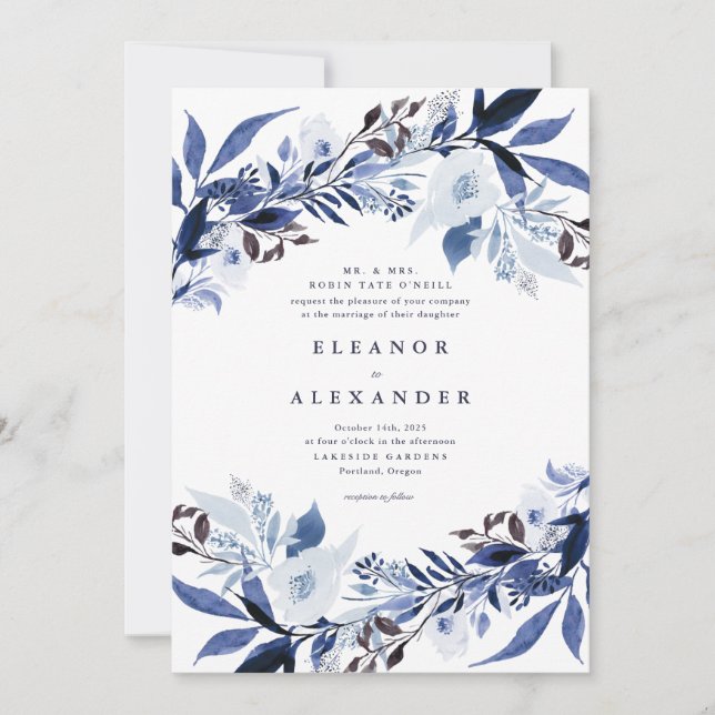 Elegant Melange Floral Wedding Invitation (Front)