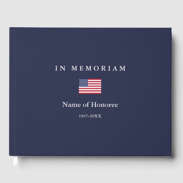 Elégant Mémorial États-Unis Drapeau Livre d'invité (Recto)