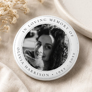 Elegant Memorial Funeral Favor Black and White 2 Inch Round Button