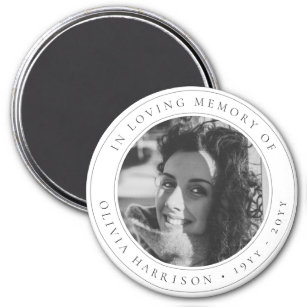 Elegant Memorial   Funeral Favour Black and White Magnet