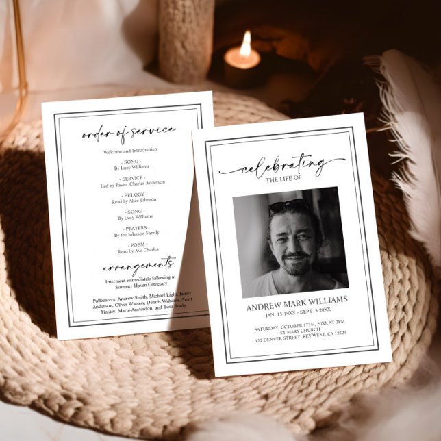 Elegant Memorial Funeral Order of Service Program (Creator Uploaded)