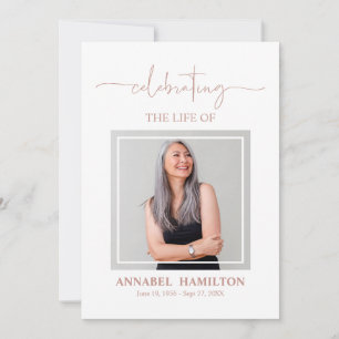 Elegant Memorial Funeral Photo Card For Service