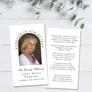 Elegant Memorial Funeral Photo Prayer Card