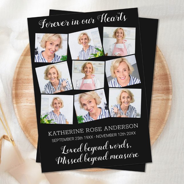 Elegant Memorial Keepsake Photo Collage Funeral  Thank You Card (Creator Uploaded)