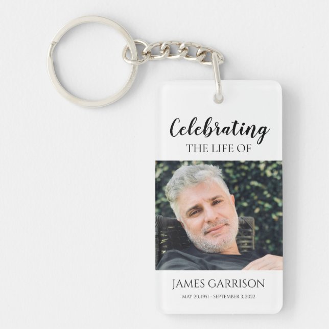 Elegant Memorial Photo Celebrate Life Of Keychain (Front)