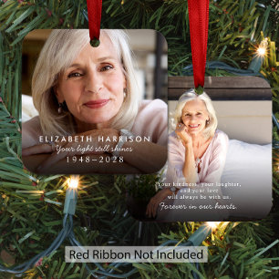 Elegant Memorial Photo Christmas Metal Ornament