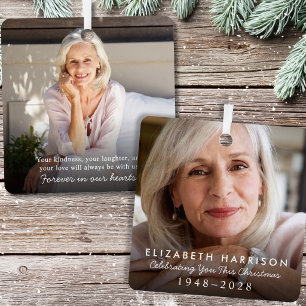 Elegant Memorial Photo Christmas Metal Ornament