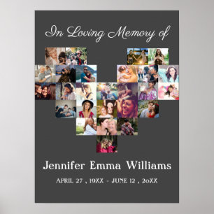 Elegant Memorial Photo collage Funeral Sympathy  P Poster