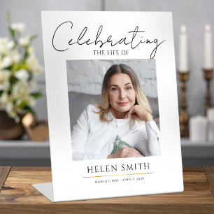 Elegant Memorial Photo Display Minimalist Pedestal Sign
