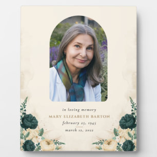 Elegant Memorial Photo Floral Plaque