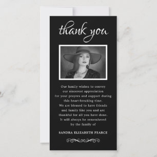 Elegant Memorial Photo   Funeral Thank You Note Announcement