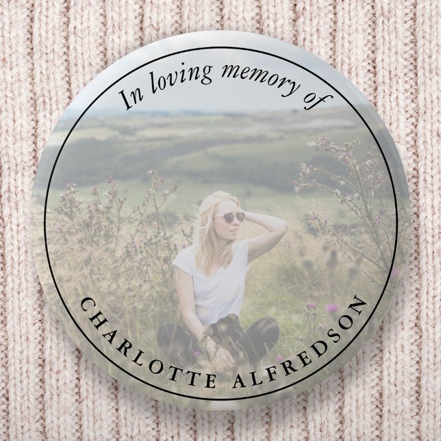 Elegant Memorial Photo In Loving Memory Funeral 2 Inch Round Button (Creator Uploaded)
