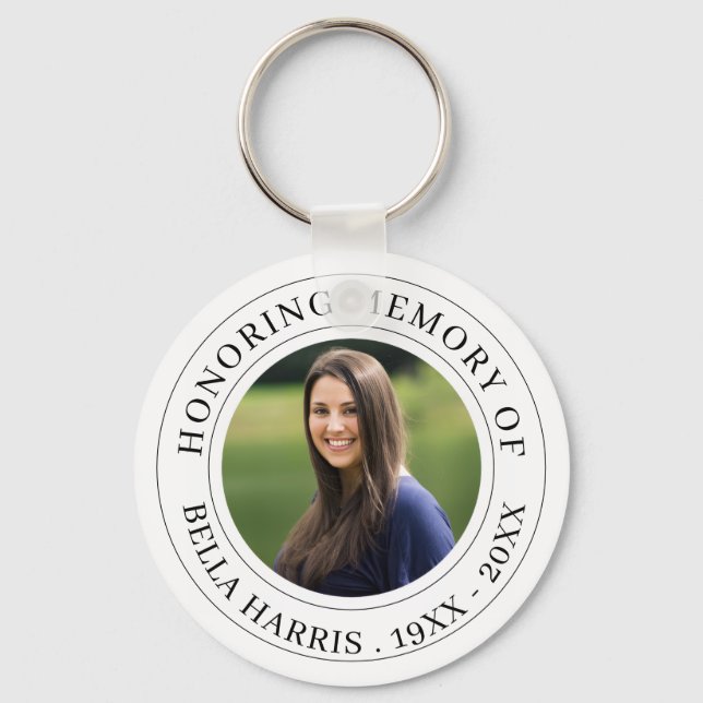 Elegant Memorial Photo Keepsake Keychain (Front)