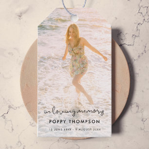 Elegant Memorial Photo Loving Memory Funeral Favou Gift Tags