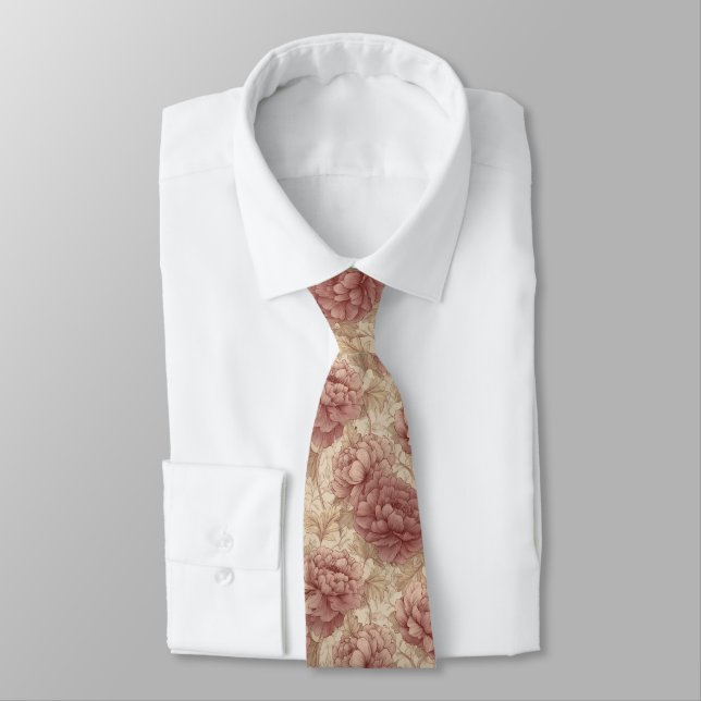 Elegant Men Gifts Peonies Tie (Tied)