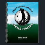 Elegant Men Golf Monogram Design Notebook<br><div class="desc">Minimalist Custom Elegant Golf Monogram Design by Edward Eksi. Easy modification of INITIALS and TEXTS for your needs.</div>