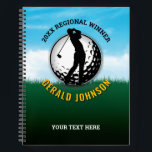 Elegant Men Golf Monogram Design Notebook<br><div class="desc">Minimalist Custom Elegant Golf Monogram Design by Edward Eksi. Easy modification of INITIALS and TEXTS for your needs.</div>