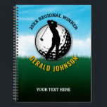 Elegant Men Golf Monogram Design Notebook<br><div class="desc">Minimalist Custom Elegant Golf Monogram Design by Edward Eksi. Easy modification of INITIALS and TEXTS for your needs.</div>