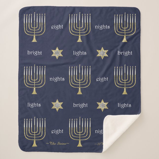 Elegant Menorahs Sherpa Hanukkah Blanket/Medium Sherpa Blanket (Front)