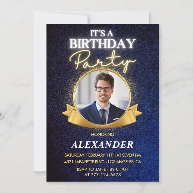 Elegant Mens 47th birthday invitations   Chic (Front)