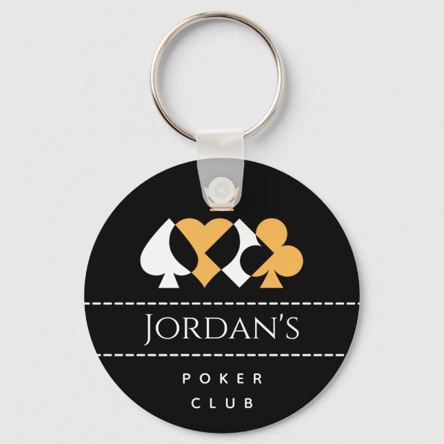 Elegant Men's Poker Club Royal Suit Symbol & Name  Keychain (Front)