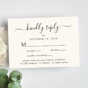 Elegant Menu Choice Cream Wedding RSVP