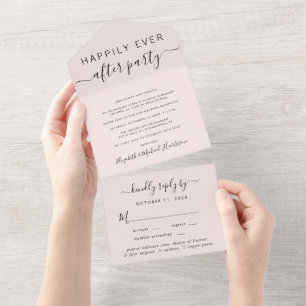 Elegant Menu Choice Pink Wedding Reception All In One Invitation