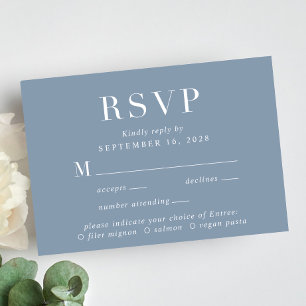 Élégant Menu Choix Dusty Blue Wedding RSVP