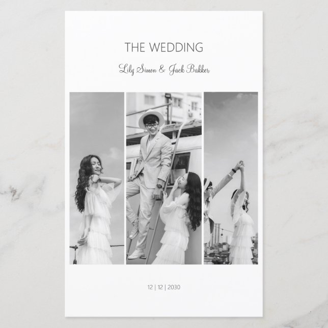 Élégant menu de collage photo noir et blanc (Devant)
