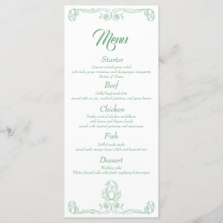 Elégant menu de dîner de mariage - Green Rose Fili