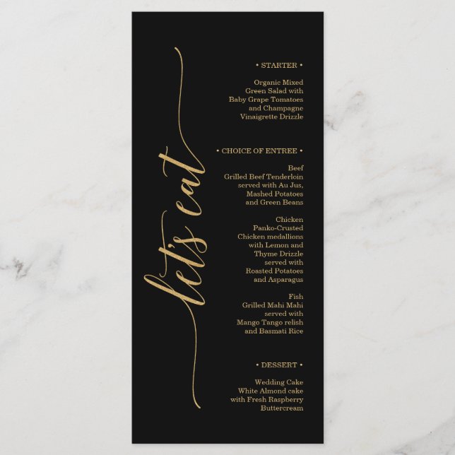 Élégant menu de Fête des mariées de Mariage minima (Devant)