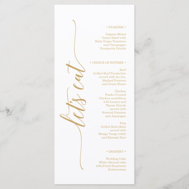 Élégant menu de Fête des mariées de Mariage minima (Devant)