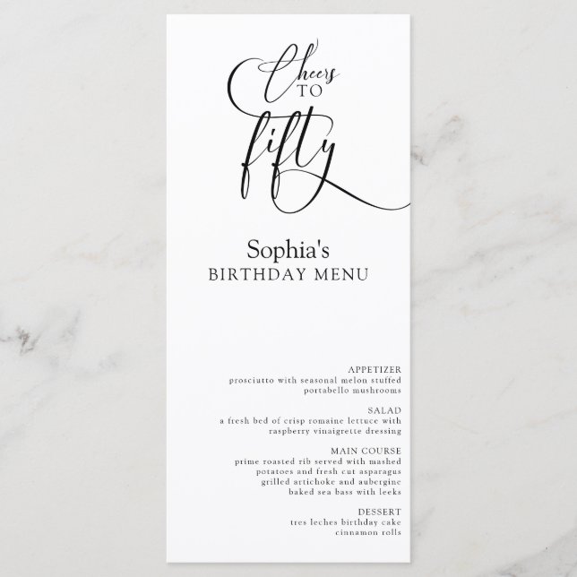Élégant menu de fête du 50e anniversaire (Devant)