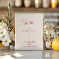 Elégant menu de la barre de Mariage rouge et ivoir