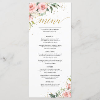 Élégant menu de mariage boho rose vif