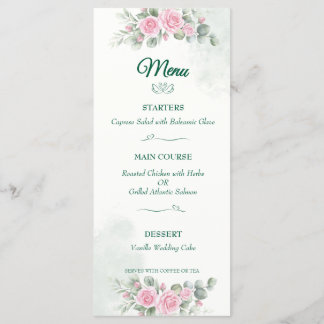 Élégant Menu de Mariage Cygne & Rose Blush - 2 Fac