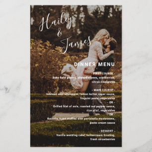 Élégant Menu de Mariage Moderne avec Photo