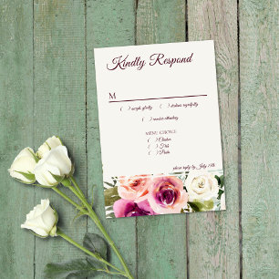 Elégant menu de Pêche violette rose rose floral RS