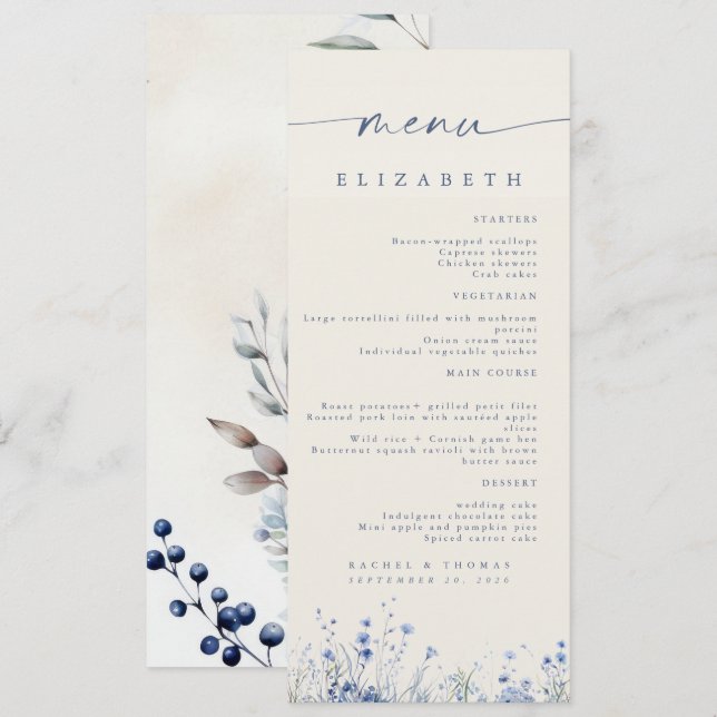 Elégant Menu De Réception De Mariage (Devant / Derrière)