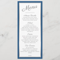 ÉLÉGANT MENU DÎNER réception moderne bleu gris