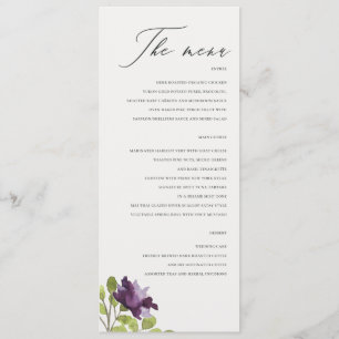 ÉLÉGANT MENU D'OR FLORAL PURG BLUE WATERCOLOR FLOR