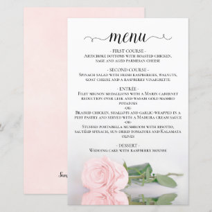 Élégant menu du Mariage budget rose rose pâle
