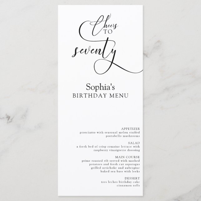 Elégant menu fête du 70e anniversaire (Devant)