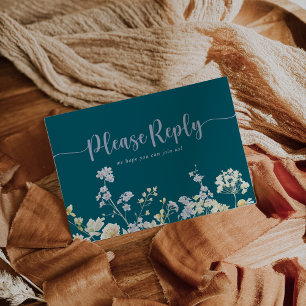 Élégant menu Fleur sauvage Choix carte postale RSV