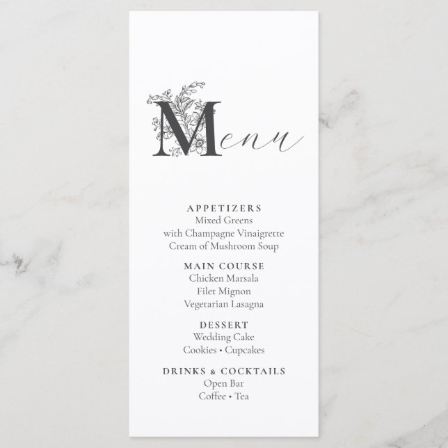 Élégant menu Floral Vintage (Devant)
