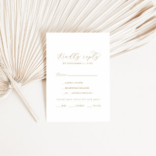Elégant Menu Gold Script Choice RSVP Card